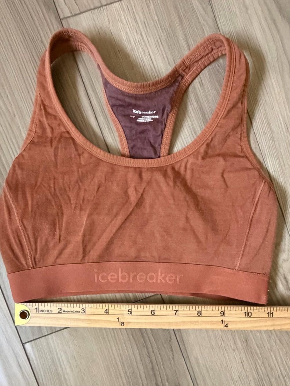 Icebreaker Merino Women's Rust Racerback Sports Bra Sz S